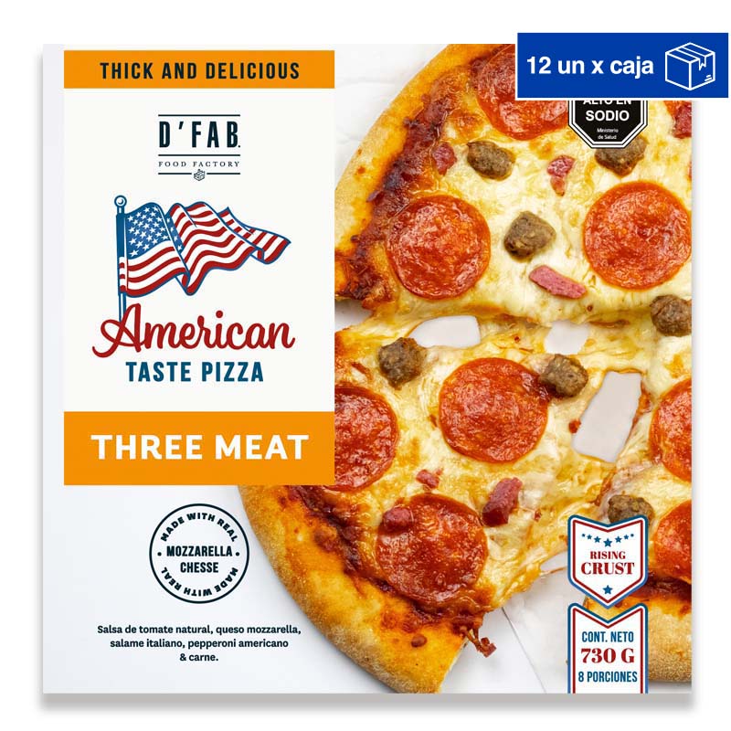 Pizzas Americana / 3 Carnes 12 Un.